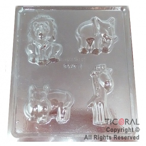 MOLDE PLACA 00F203 MOTIVOS ANIMALES SALVAJES 160X160MM APROX TRANSPARENTE x 10